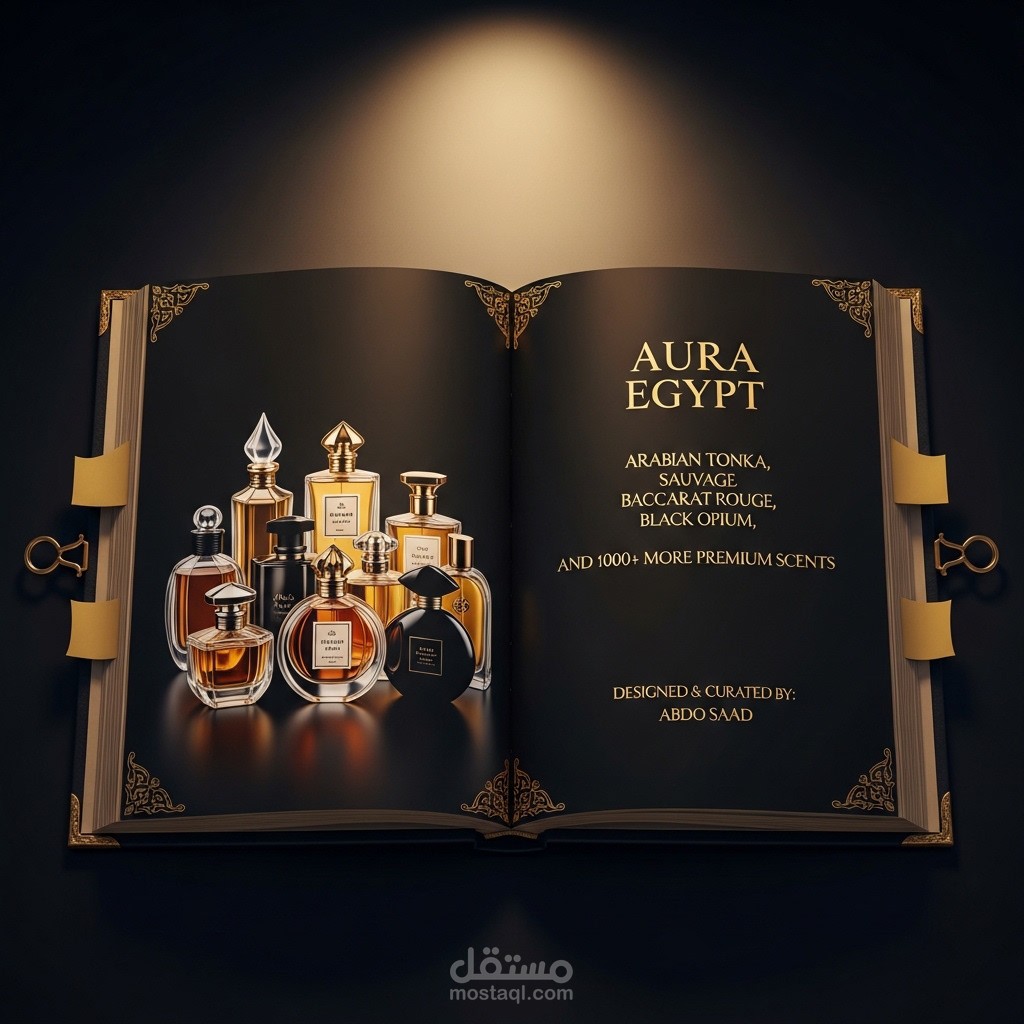 أورا إيجيبت: تصميم هوية تجارية بصرية متكاملة (Aura Egypt - Full Visual Branding & Product Concept)
