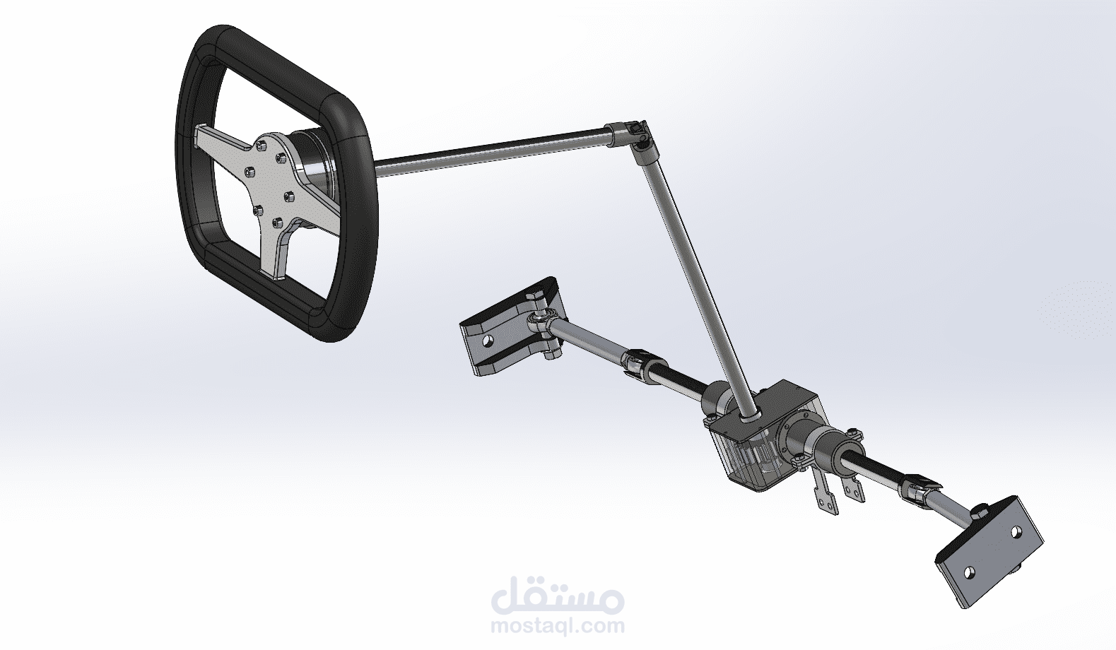 تصميم ونمذجة هندسية لنظام توجيه (Steering System) لسيارات السباق والتجاري.