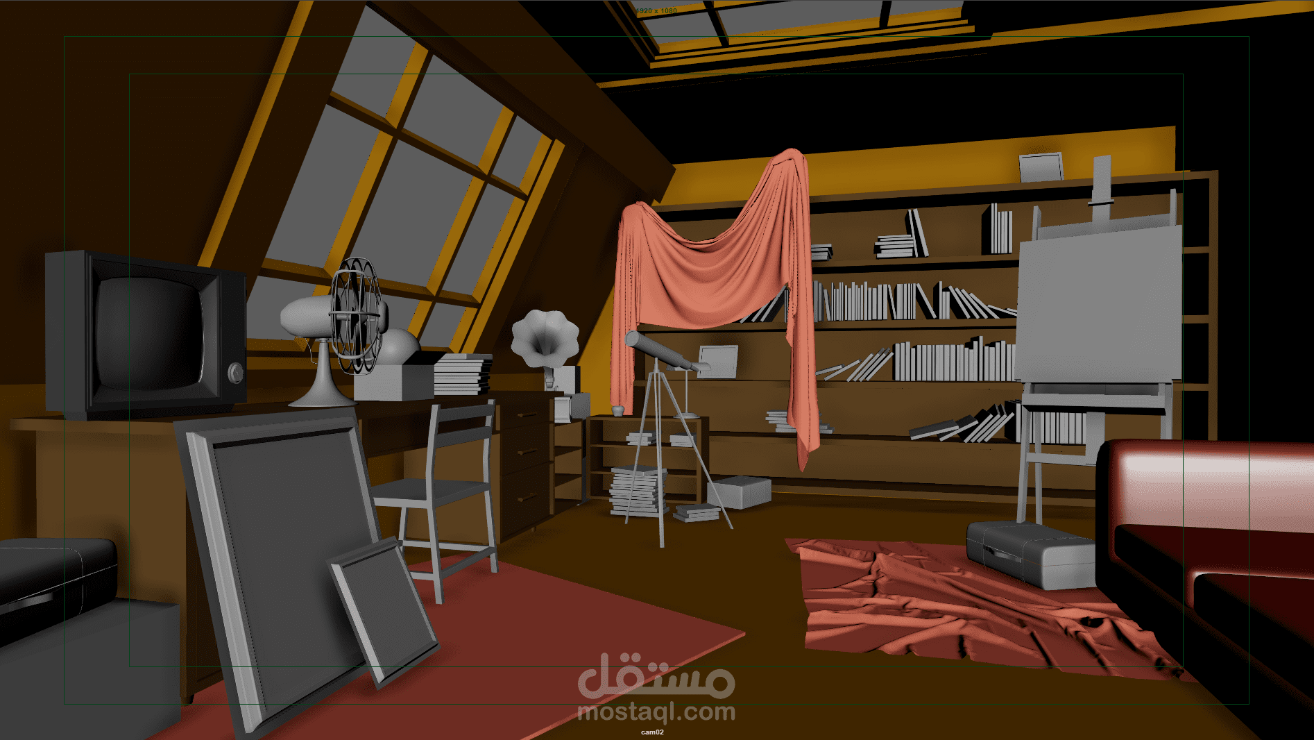عمل 3D Modeling لغرفه  باستخدام برنامج Maya