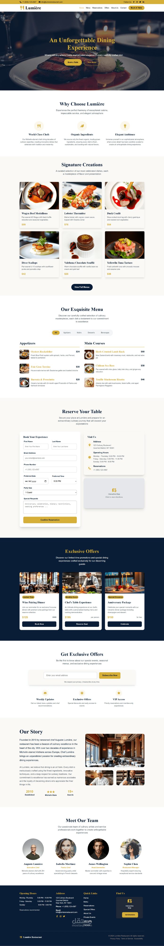 صفحة هبوط احترافية لمطعم فاخر – احجز بسهولة