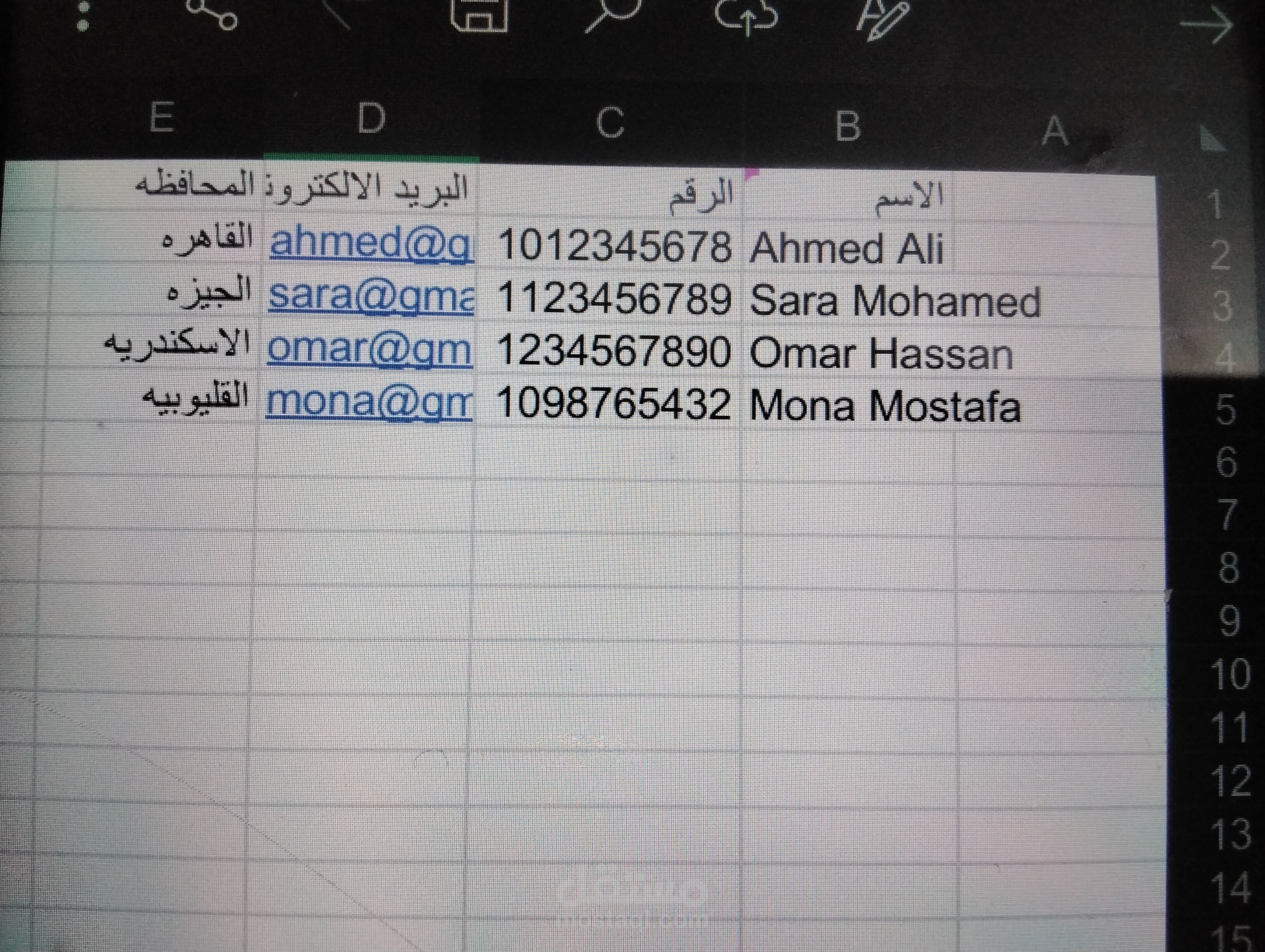 ادخال بيانات العملاء