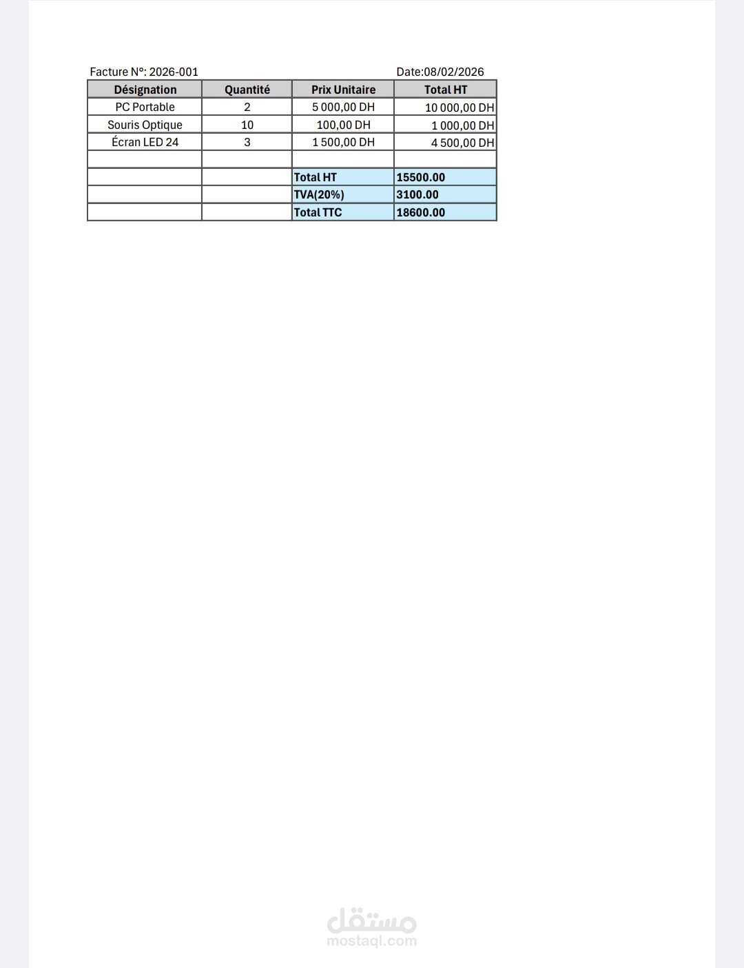 نموذج فاتورة احترافية مؤتمتة ونظام إدارة رواتب (Excel).