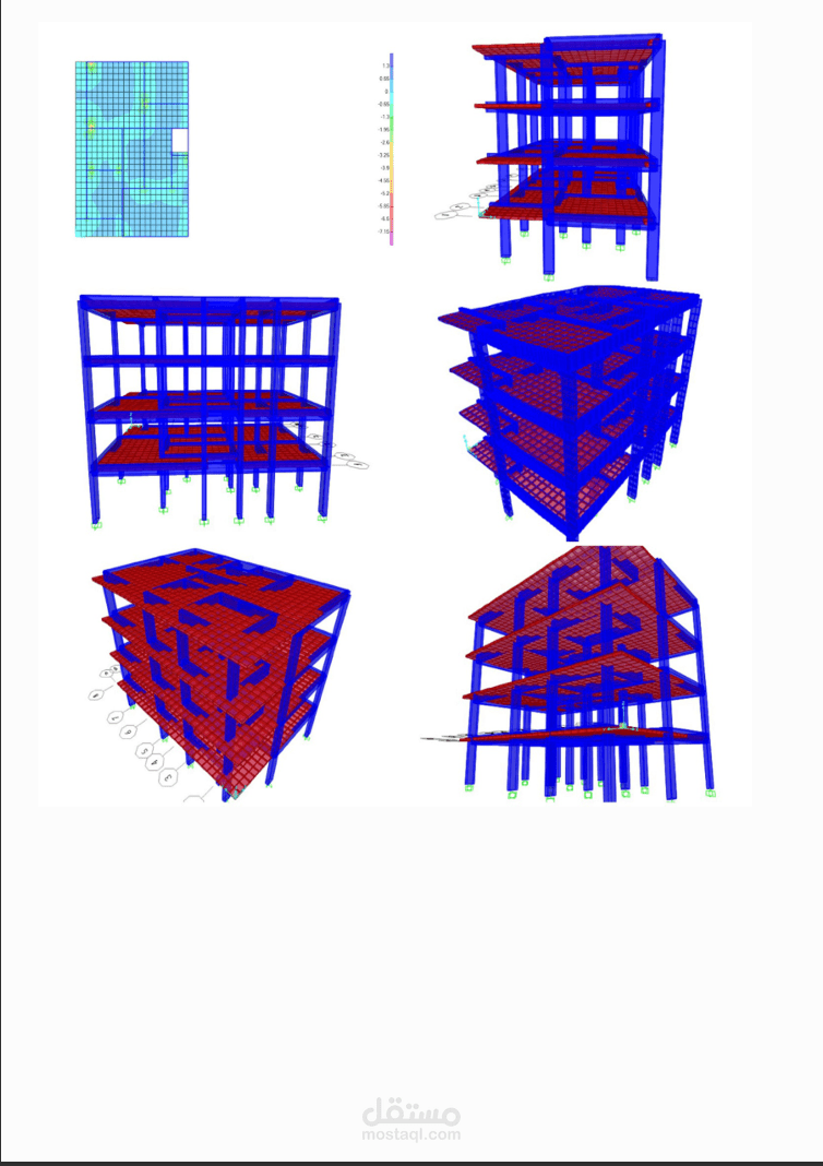 نمذجة وتحليل إنشائي ثلاثي الأبعاد (3D Structural Analysis) لبرج سكني.