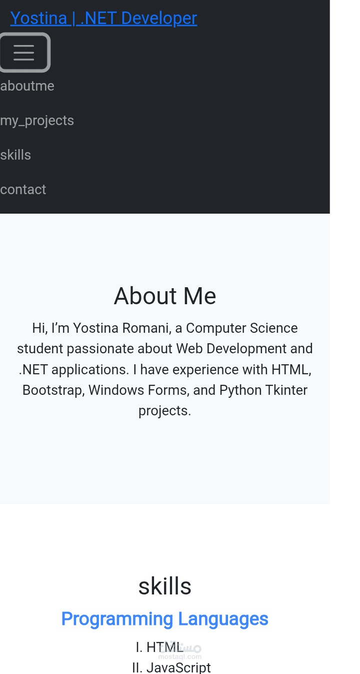 Portfolio Front-End متجاوب (HTML, CSS, Bootstrap)