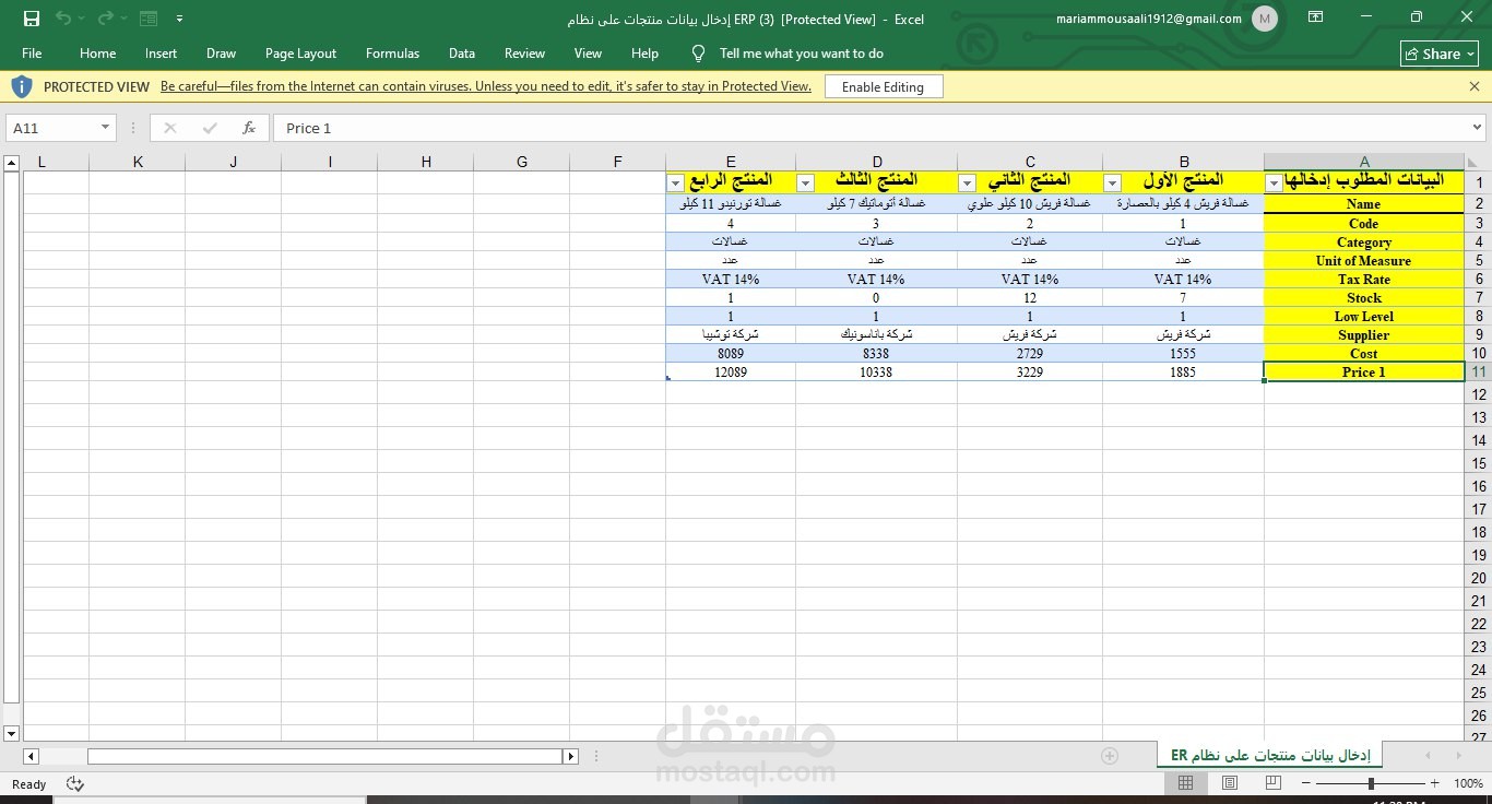 تنسيق وحصر بيانات المنتجات بدقة لرفعها على المتاجر الإلكترونية