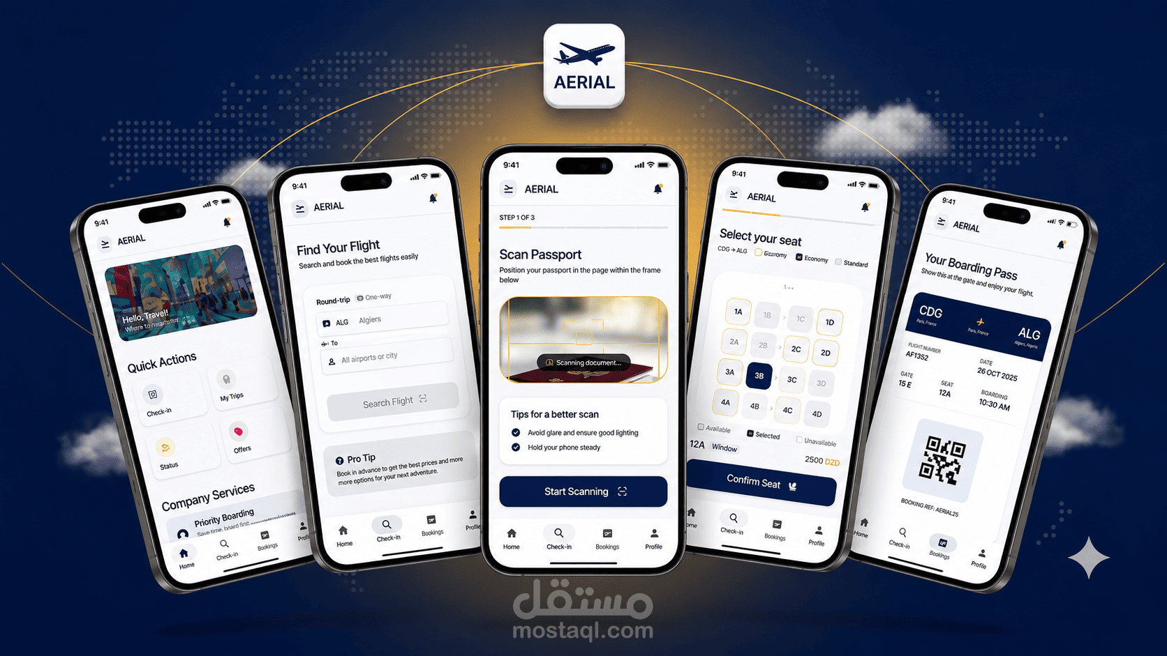AERIAL | ✈️ تطبيق متكامل لتسجيل الدخول الإلكتروني للمسافرين مع تقنية OCR