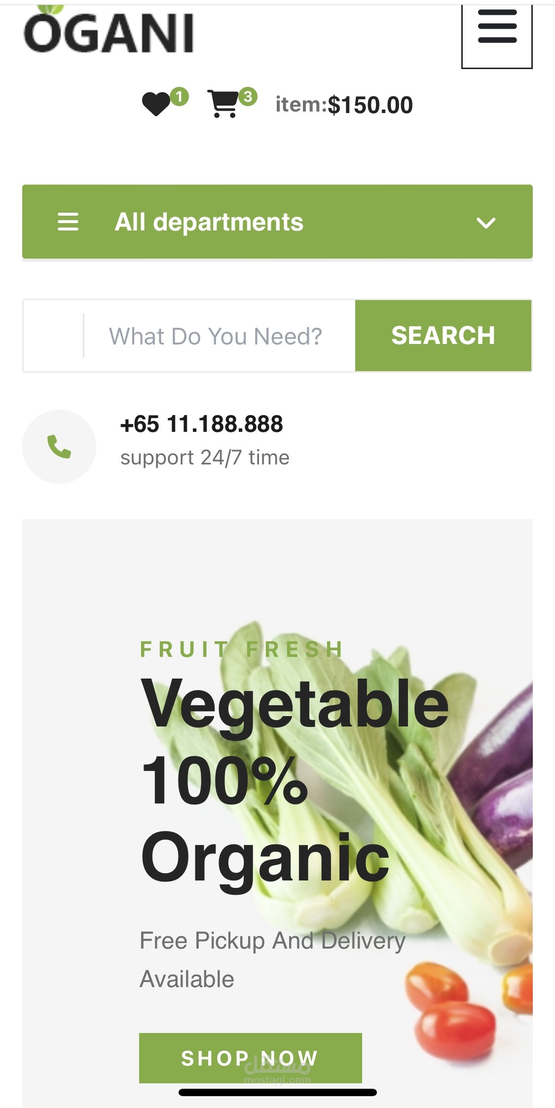 Ogani Project– React.js, Tailwind CSS