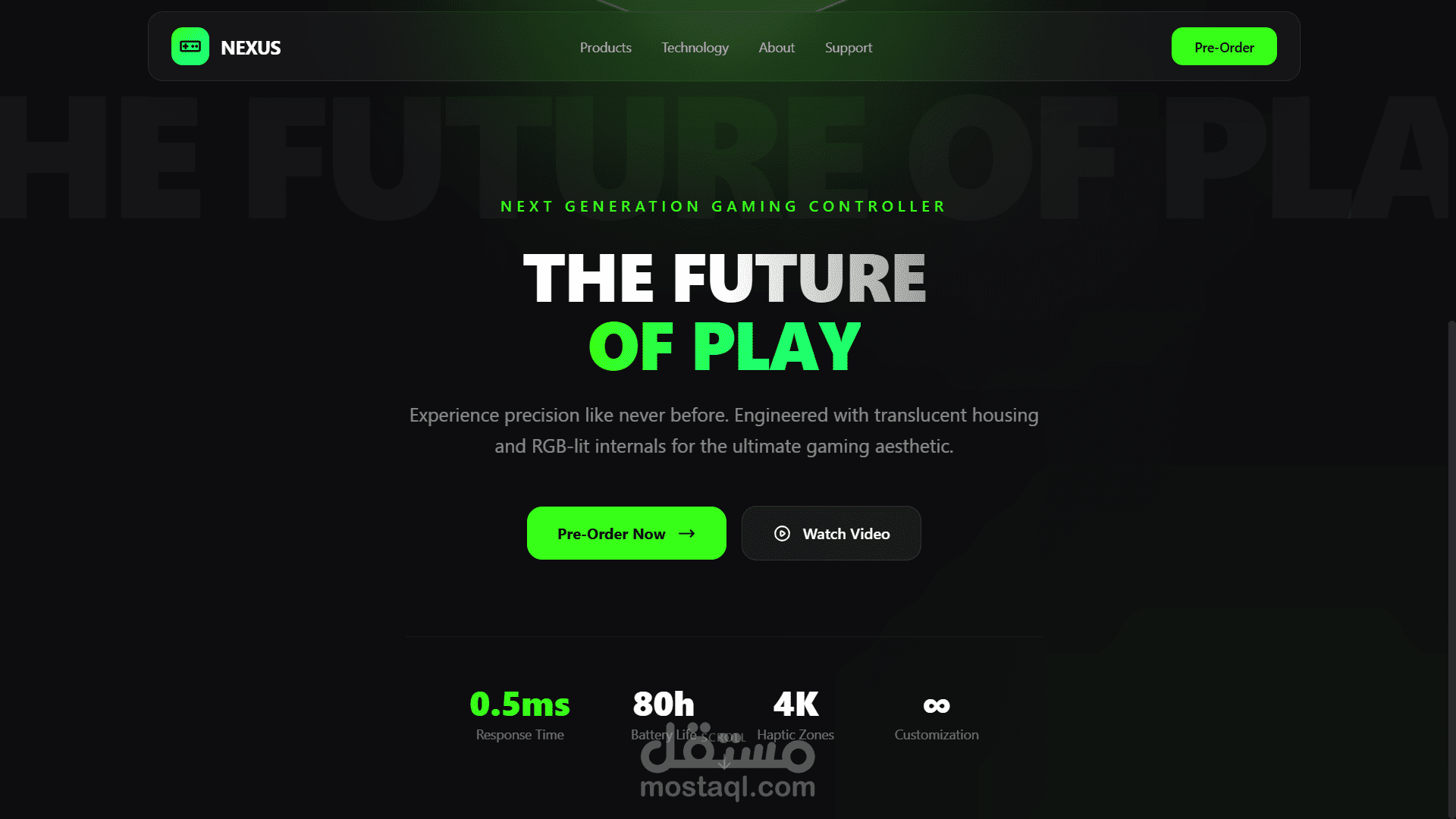 تصميم وتكويد صفحة هبوط احترافية (Landing Page) لمنتج Gaming