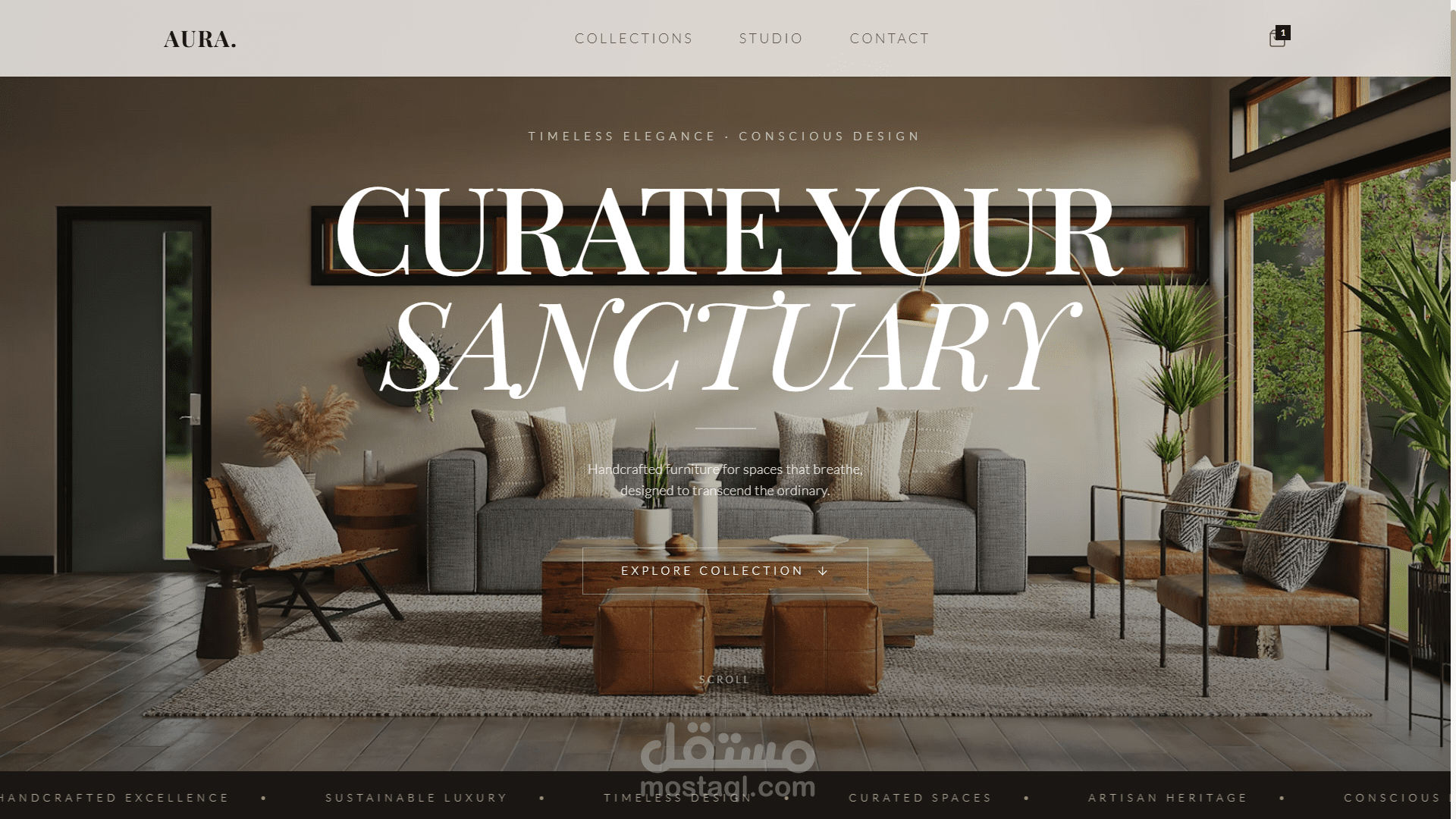 تصميم وتطوير متجر إلكتروني فاخر للأثاث والديكور (AURA Living) - React & Tailwind
