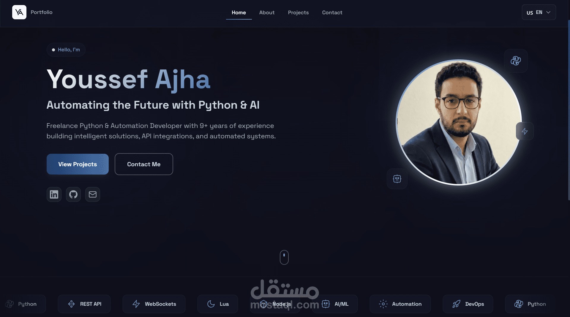 تصميم وتطوير موقع شخصي احترافي متعدد اللغات (Portfolio)