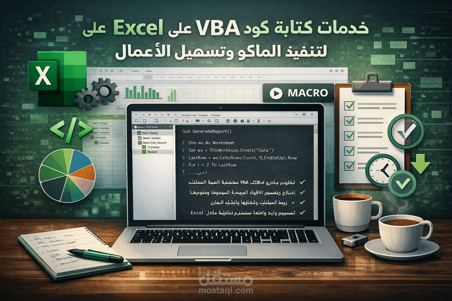 تطوير أكواد VBA على Excel لأتمتة المهام المتكررة داخل الشيتات