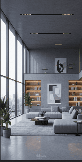 تصميم داخلي عصري Modern لغرفة معيشة متسعة