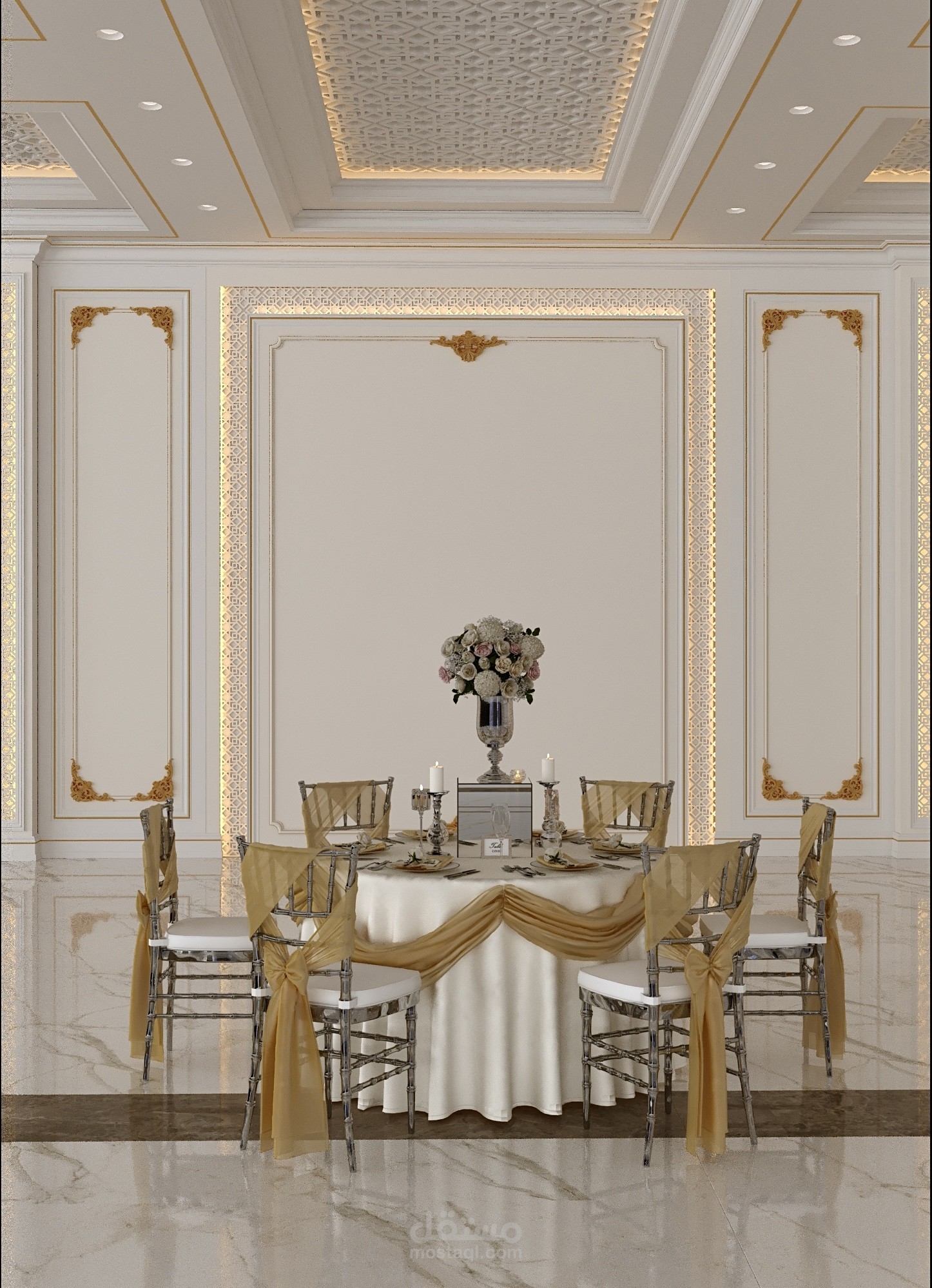 تصميم صالة أفراح بطراز كلاسيكي فاخر