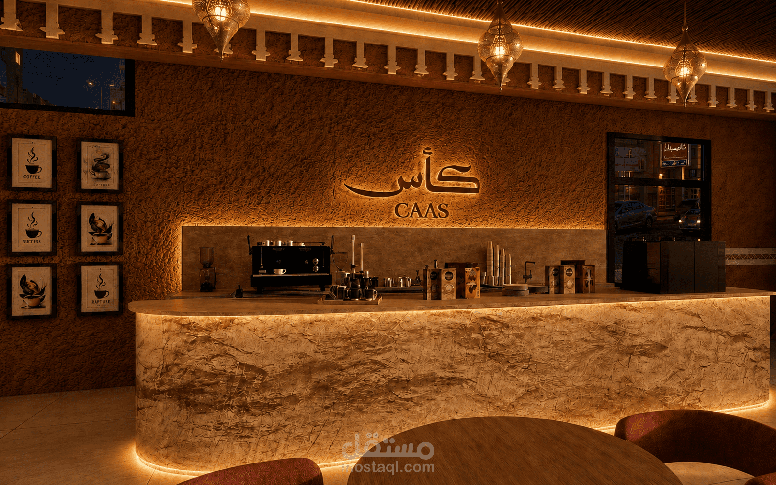 تصميم كافيه "كأس" بطابع تراثي نجدي مع لمسات عصرية