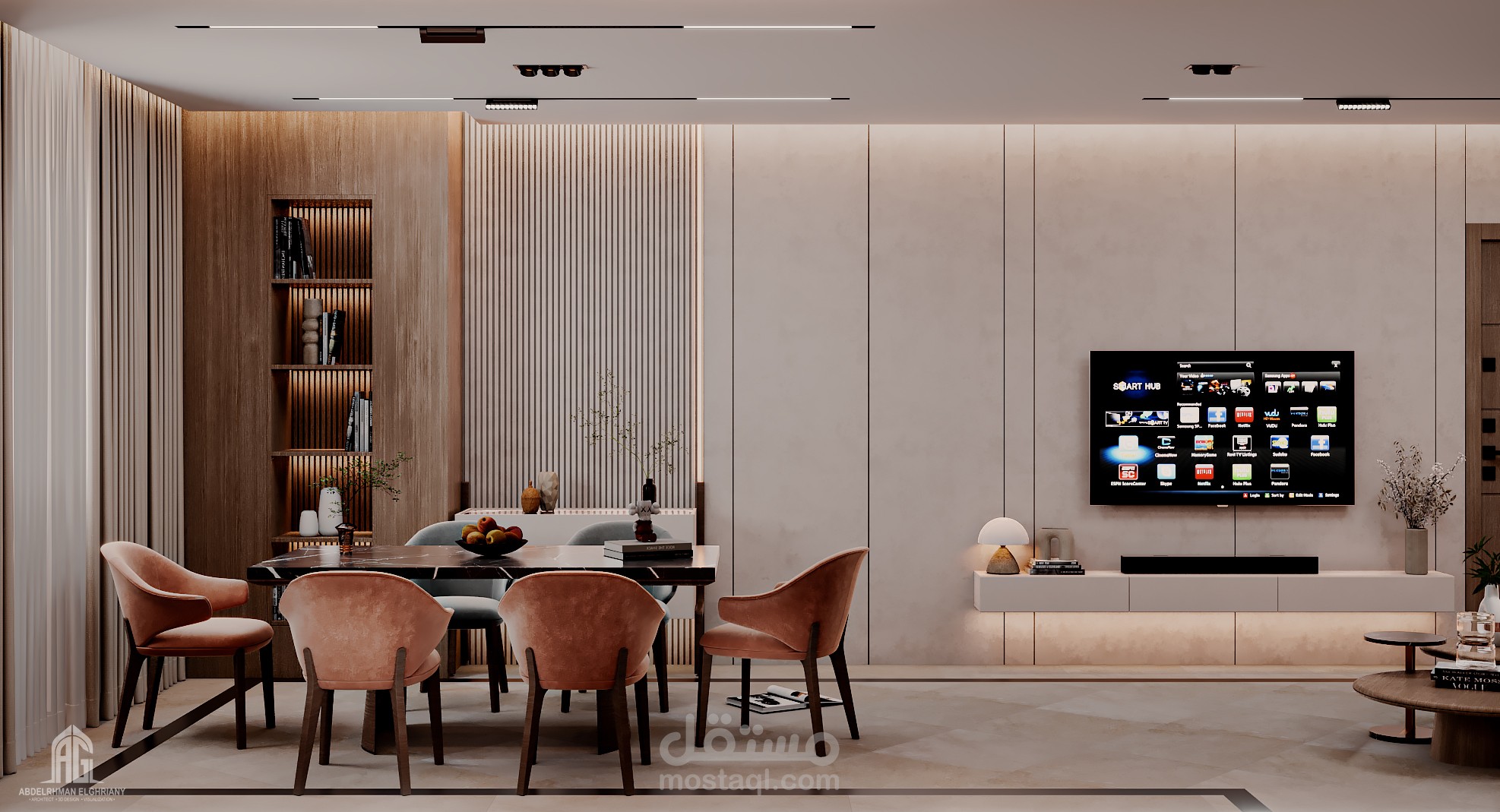 Modern Apartment Interior Design | تصميم شقة سكنية مودرن 100م²