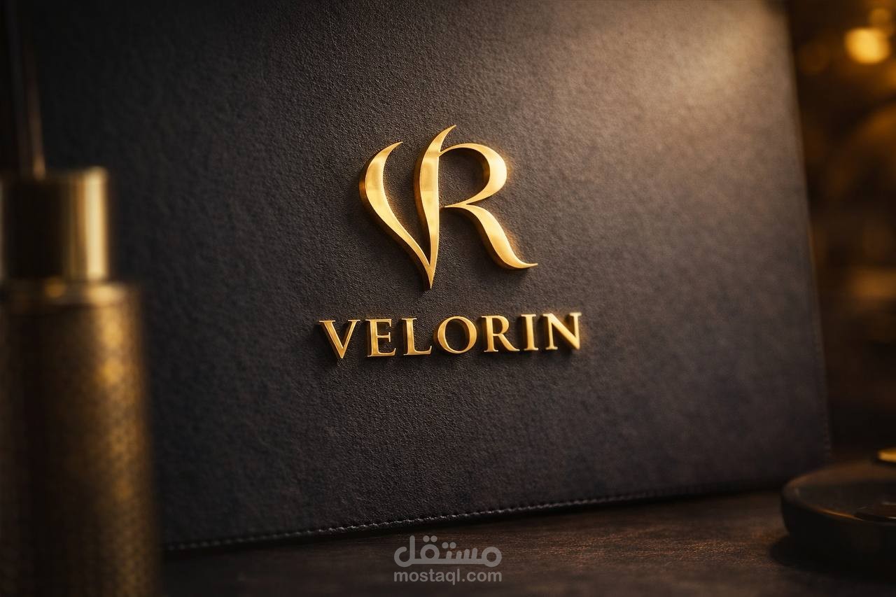 لوگو فاخر ثلاثي الأبعاد لعلامة VELORIN