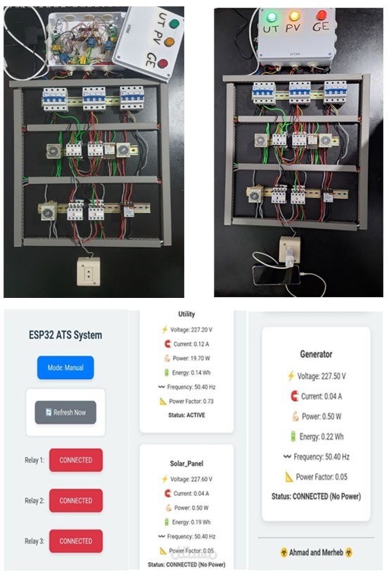 تصميم وتنفيذ لوحات تحكم كهربائية باستخدام ESP32,PZEM004t,AutoCad,and ATS