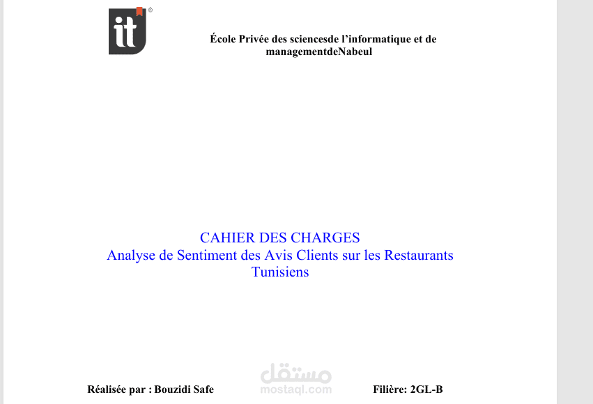 Analyse des sentiments des clients sur les restaurants tunisiens Machine learning