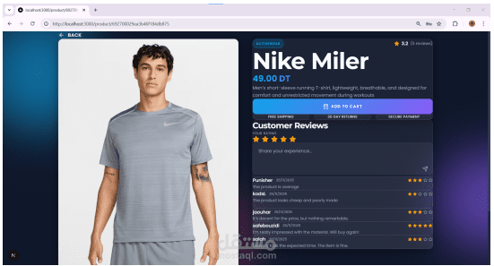 Application de gestion de vente en ligne de vêtements pour hommes avec analyse des avis par intelligence artificielle