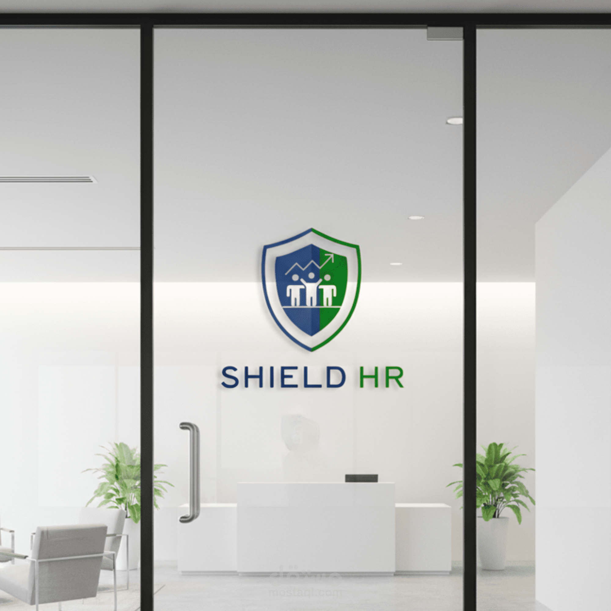 تصميم شعار وهوية بصرية لشركة "Shield HR" لخدمات الموارد البشرية