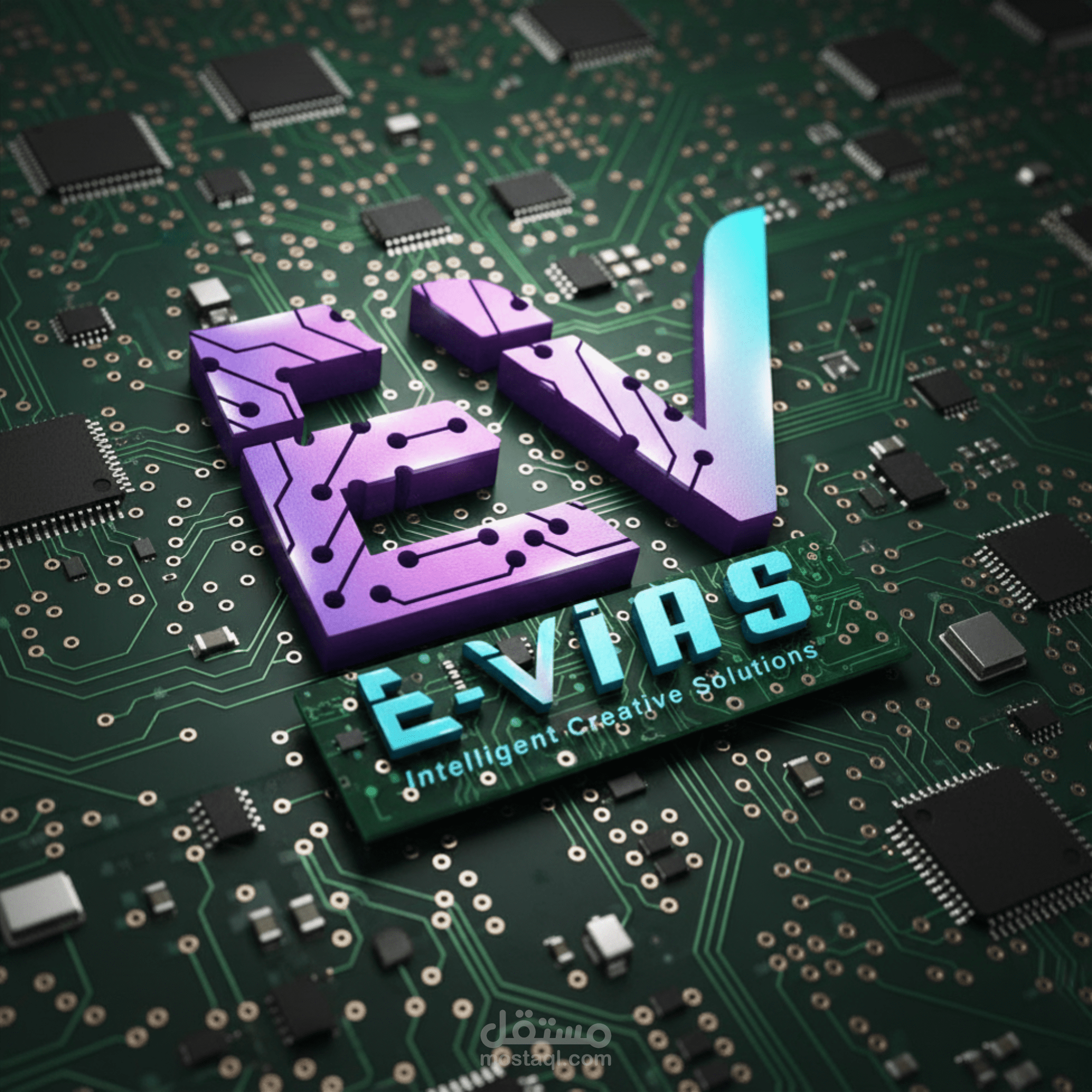 تصميم هوية بصرية تقنية وعصرية لبراند E-VIAS (حلول إبداعية ذكية)