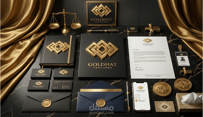 تصميم شعار فخم لشركة "GOLDHAT VENTURES" للاستثمار والمشاريع