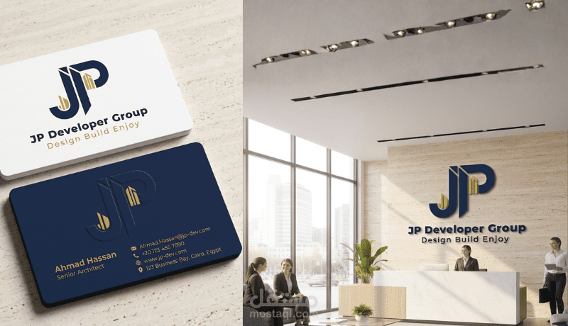 تصميم هوية بصرية متكاملة لشركة عقارات ومقاولات (فخامة وعصرية)