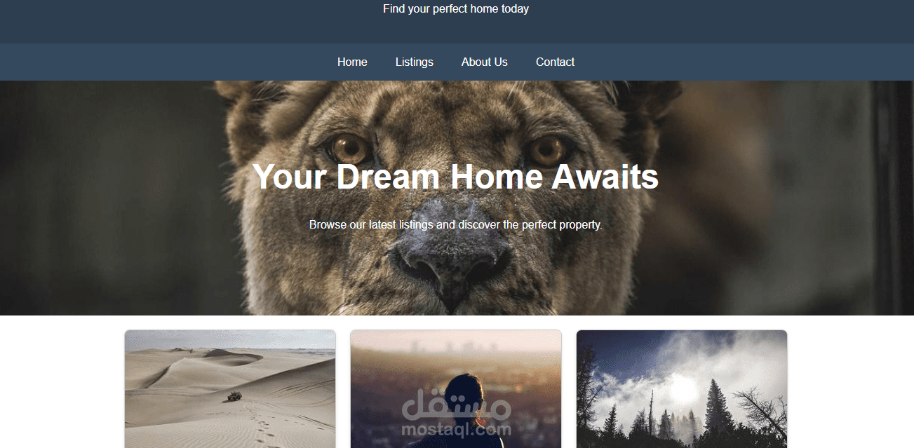 موقع تعريفي لوكالة عقارية – نموذج أولي