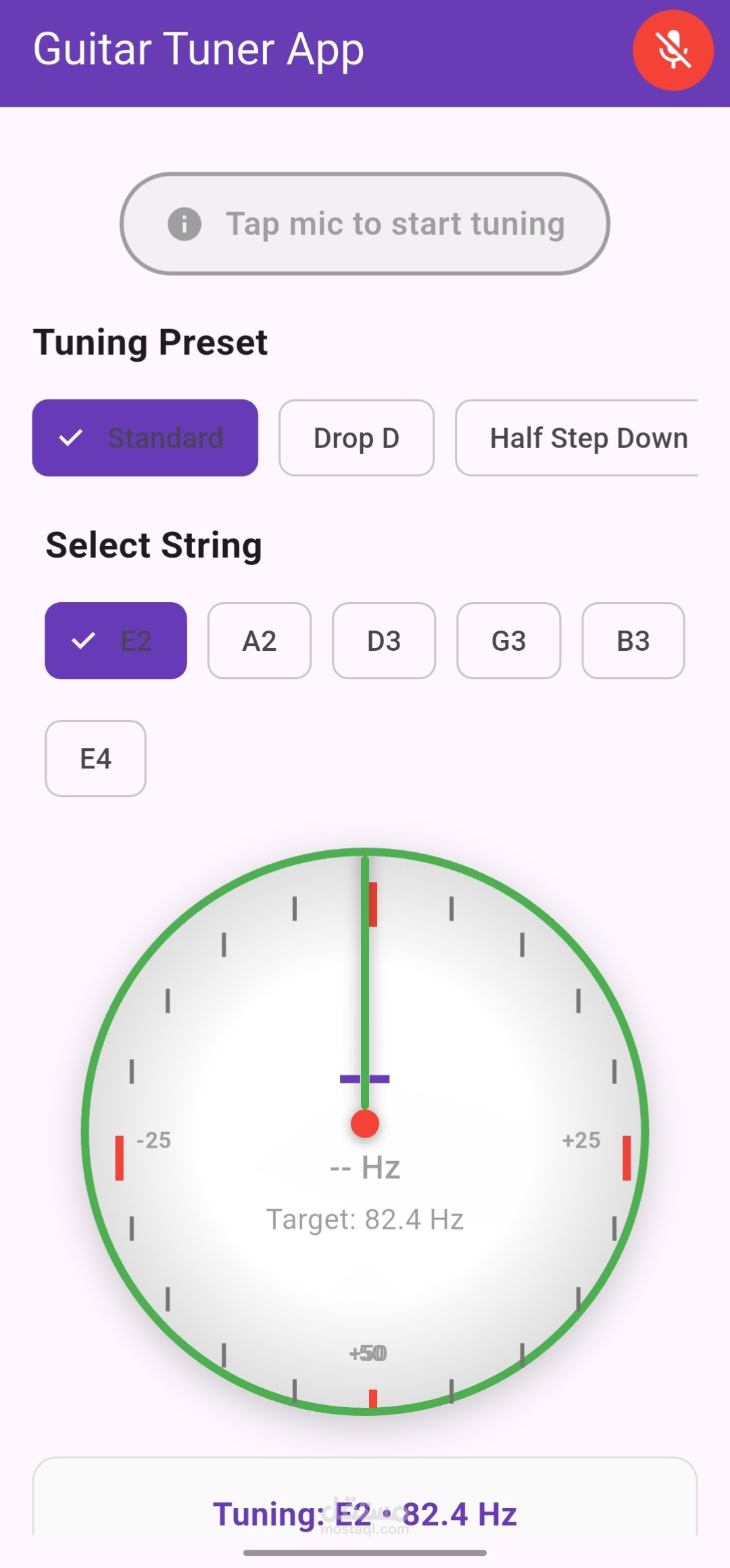 Guitar Tuner Mobile Application