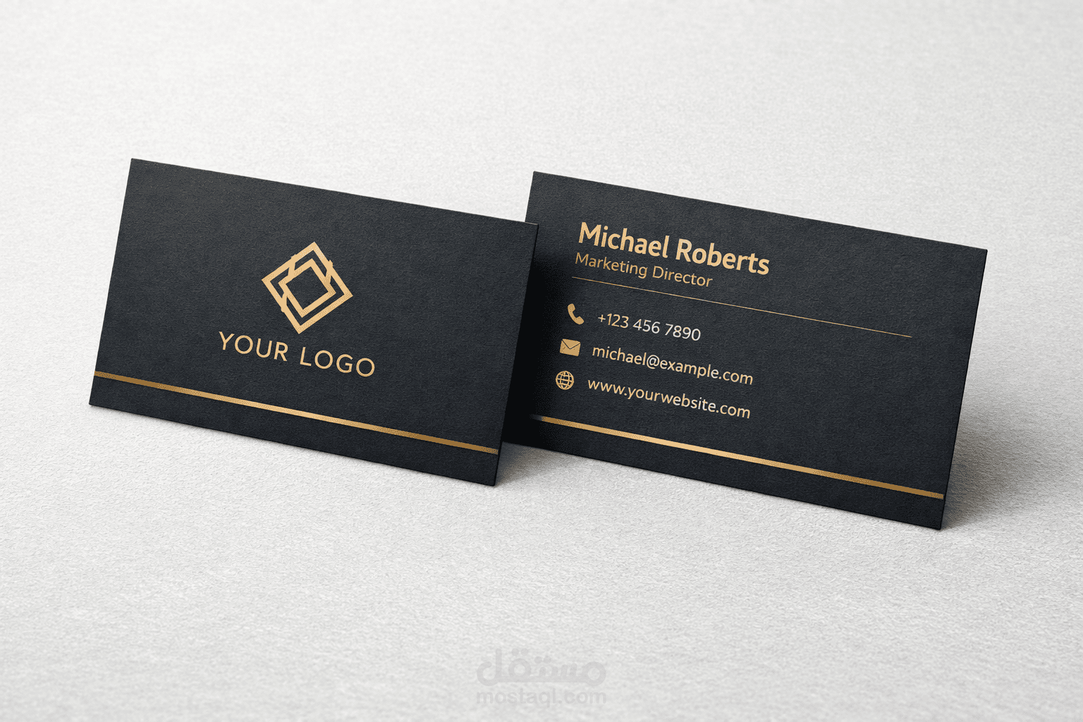 تصميم بطاقة عمل (Business Card) فاخرة بهوية ذهبية ملكية