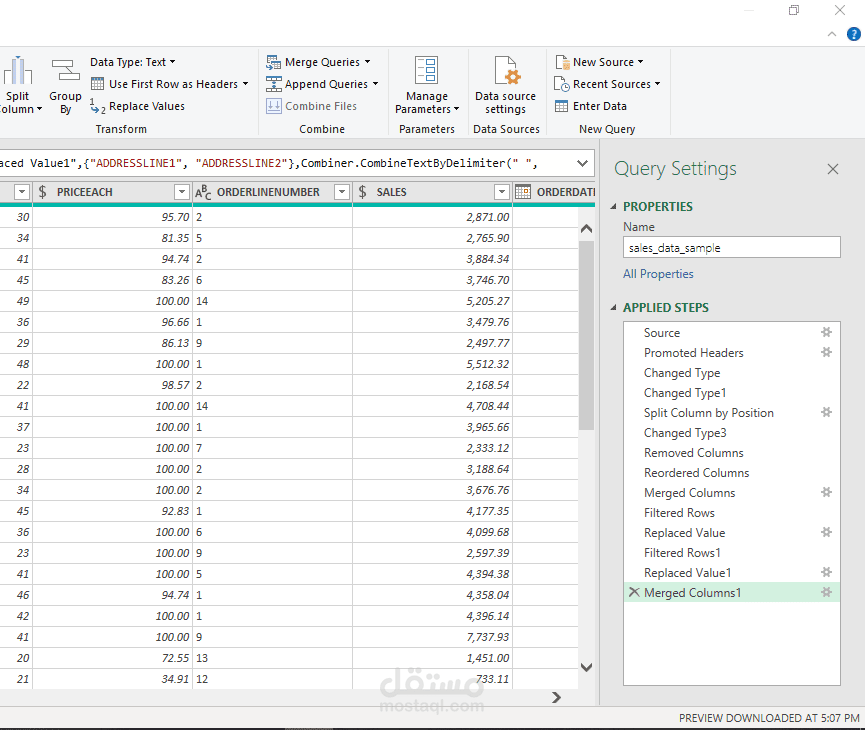 Import, Clean, Merge sales data from multiple CSV files using Power Query