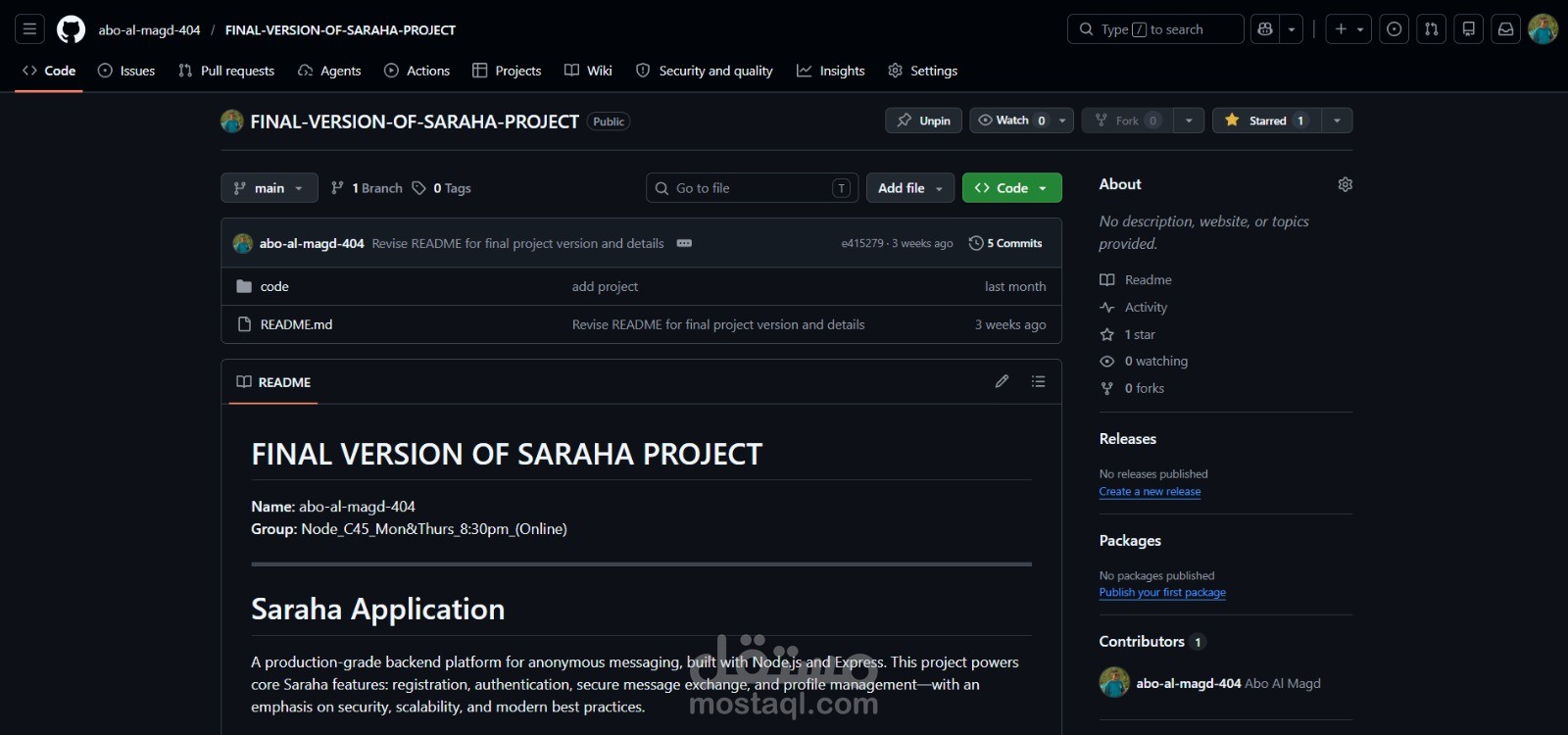 Backend API for Anonymous Messaging Platform (Saraha Clone)