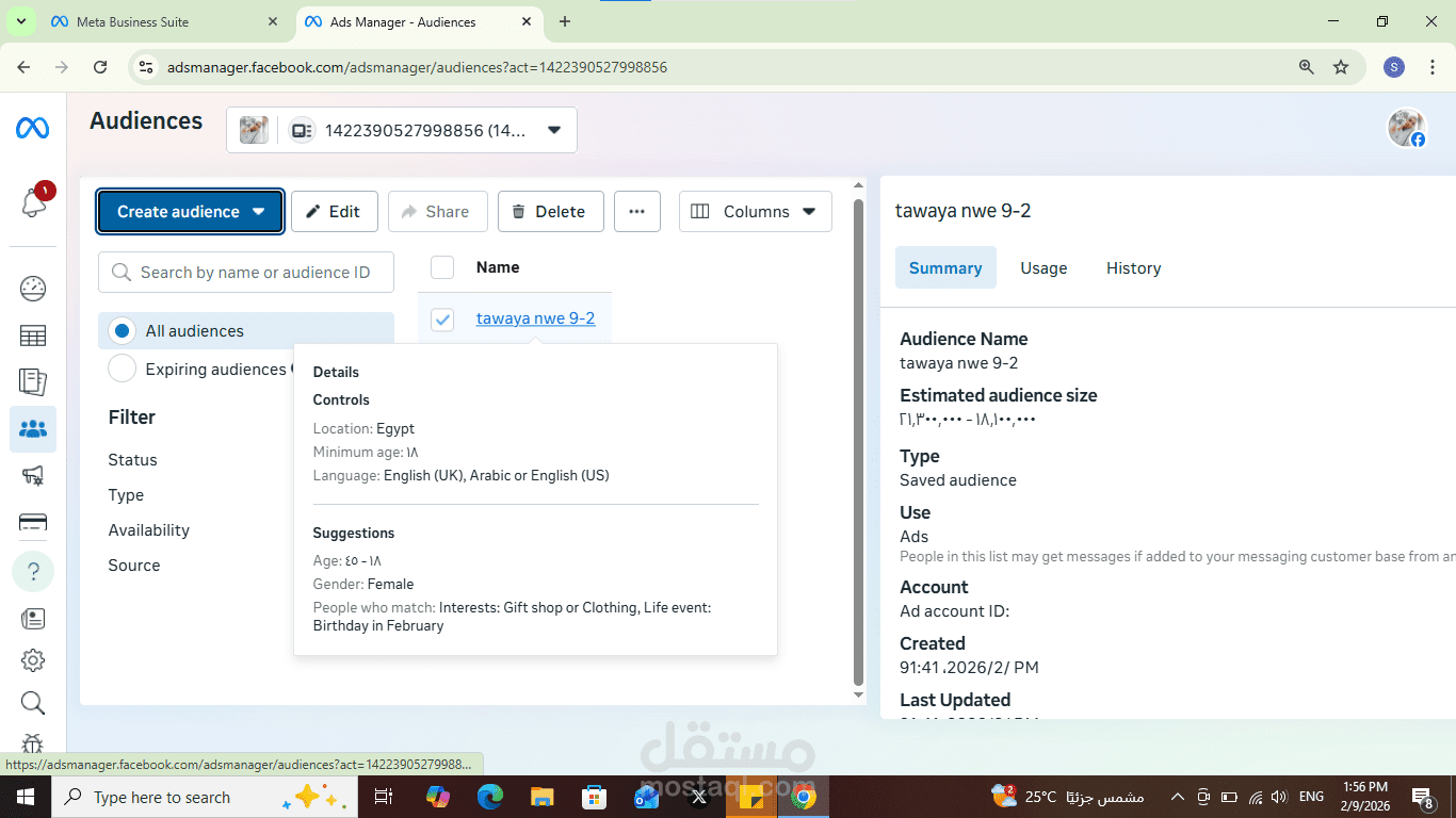 اعداد نموذج حملة اعلانيه على فيسبوك وانستجرام
