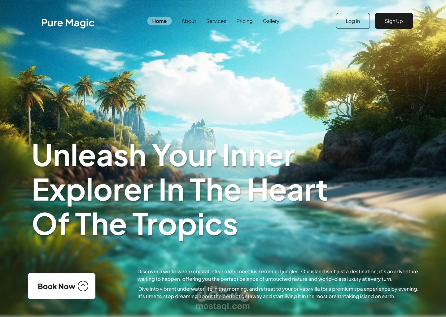 تصميم صفحة هبوط (Landing Page) إبداعية لمنصة حجز رحلات سياحية - Pure Magic