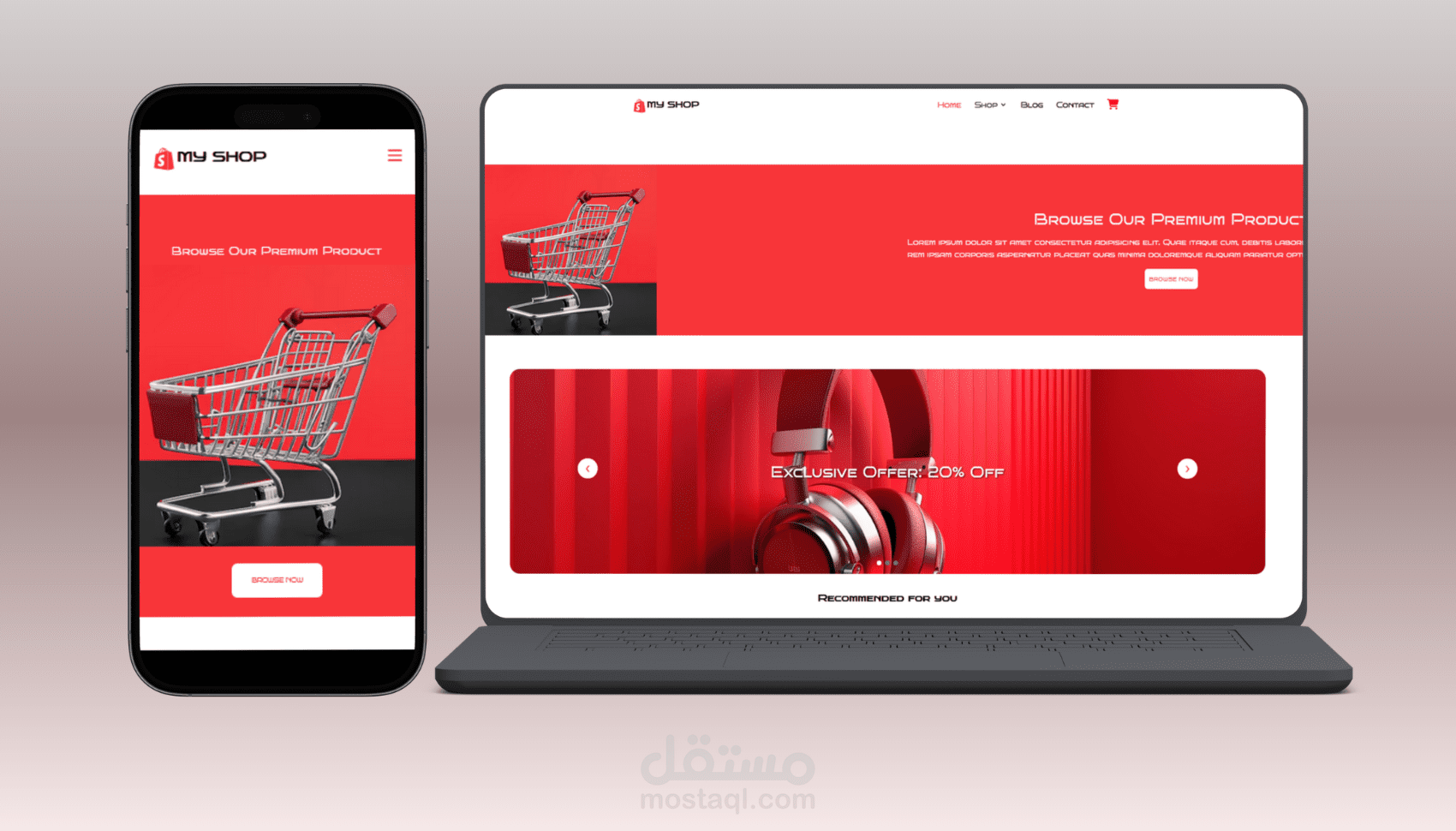 تصميم وتطوير واجهة متجر إلكتروني