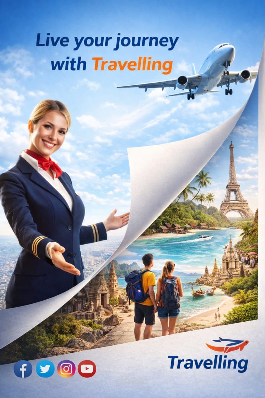 تصميم اعلان سوشيال ميديا احترافي لي شركه رحلات