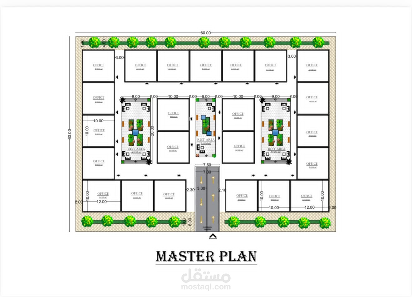 Master Plan – مخطط عام وتوزيع معماري لمشروع مجمع فلل مكتبية