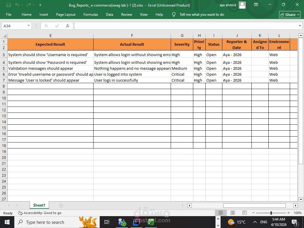 Bug Reports for E-commerce Website (Swag Labs) – Manual Testing