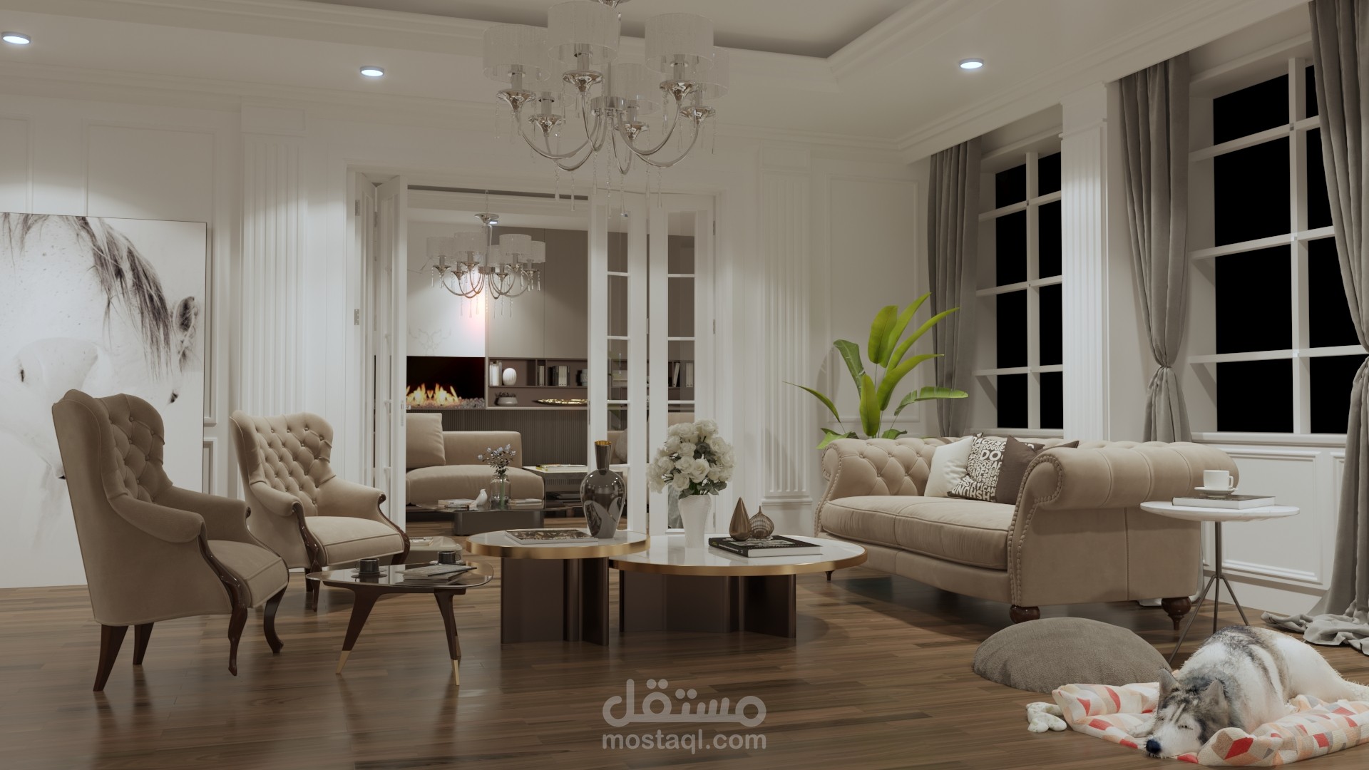 Interior Living Room Design – تصميم داخلي عصري وراقي