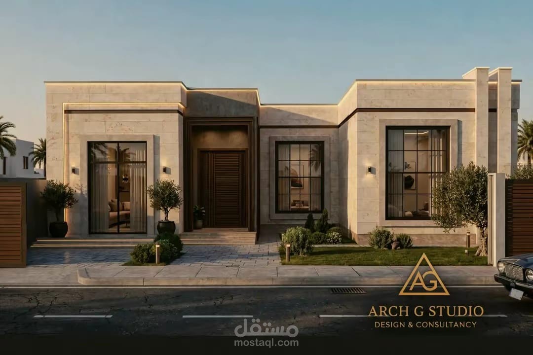 تصميم فيلا مودرن فاخرة من طابق واحد | ARCH G STUDIO