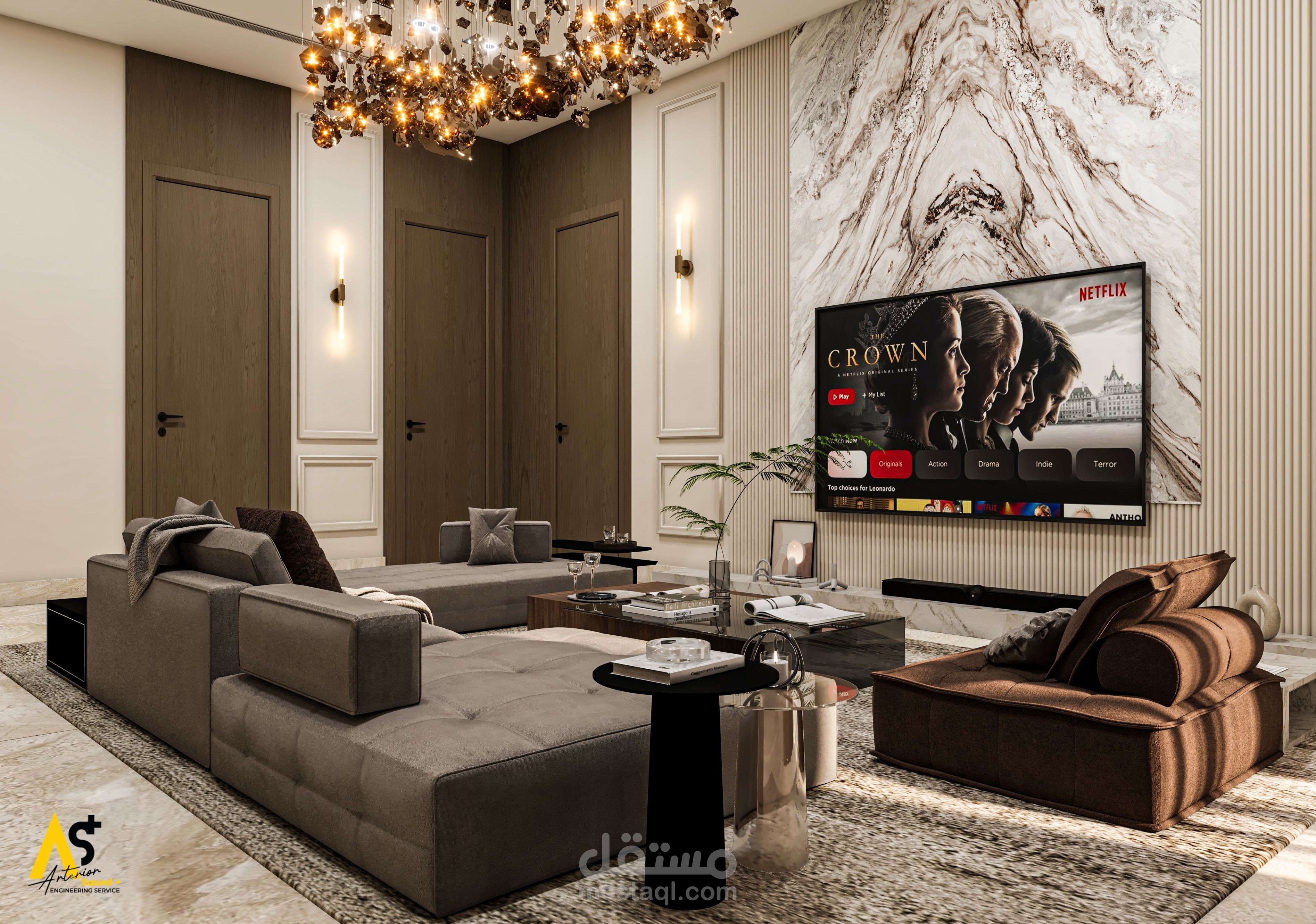 تصميم داخلي متكامل بنمط النيو كلاسيك