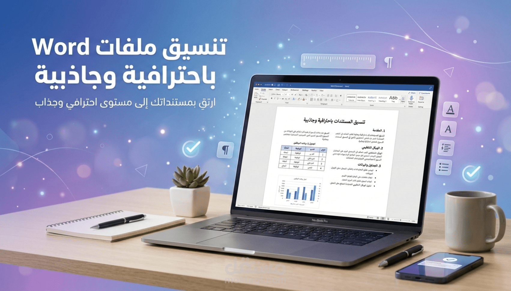 تنسيق ملفات Word باحترافية وجاذبية