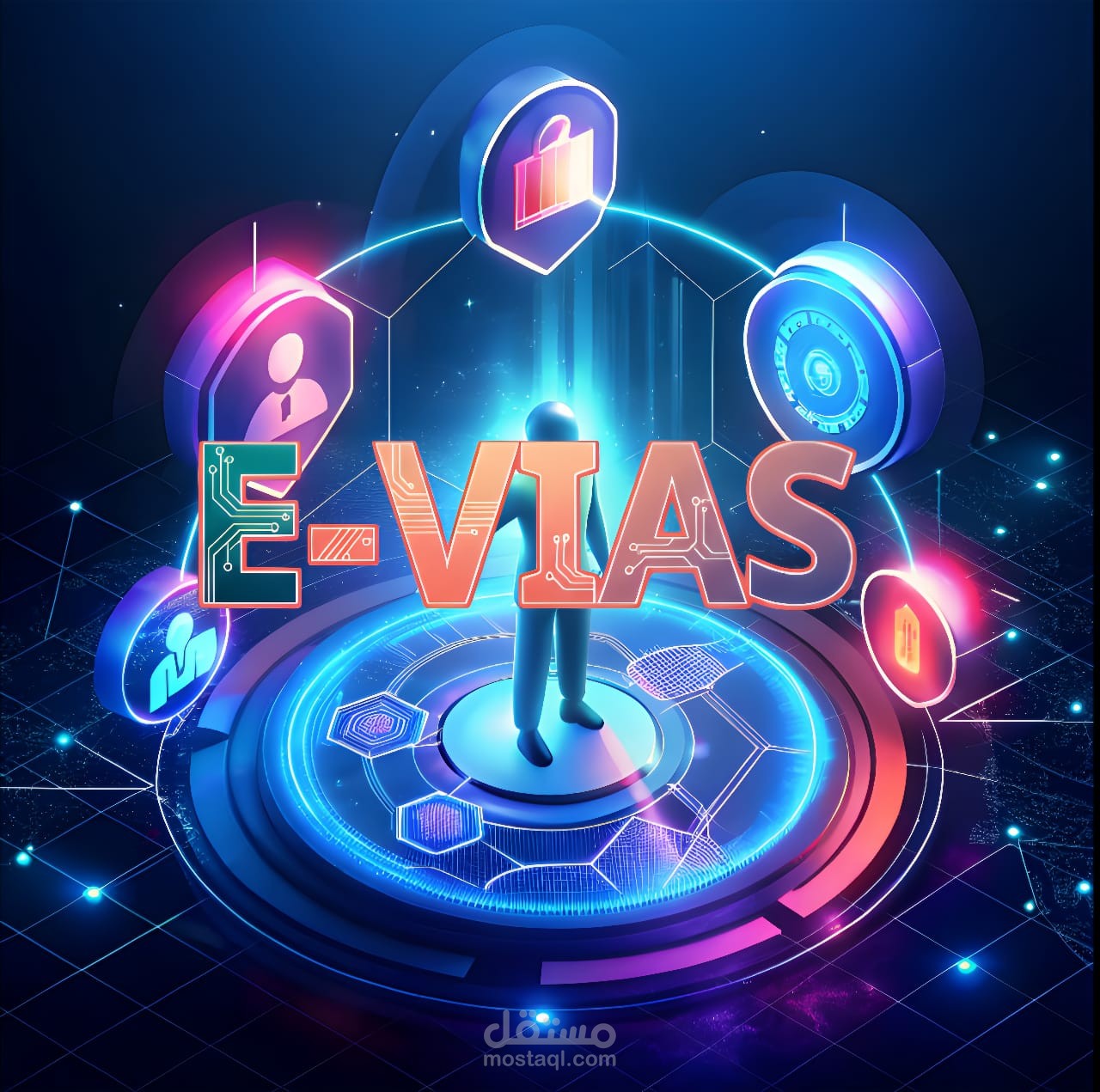 براند اسمه E-VIAS  البراند مختص في استشارات وحلول AI  البراند يقدم حلول ابداعية في صناعة المحتوى لاصحاب المشاريع بالذكاء الصناعي  الاوان بعيدة عن الالوان التقليدية حق الشركات التقنية