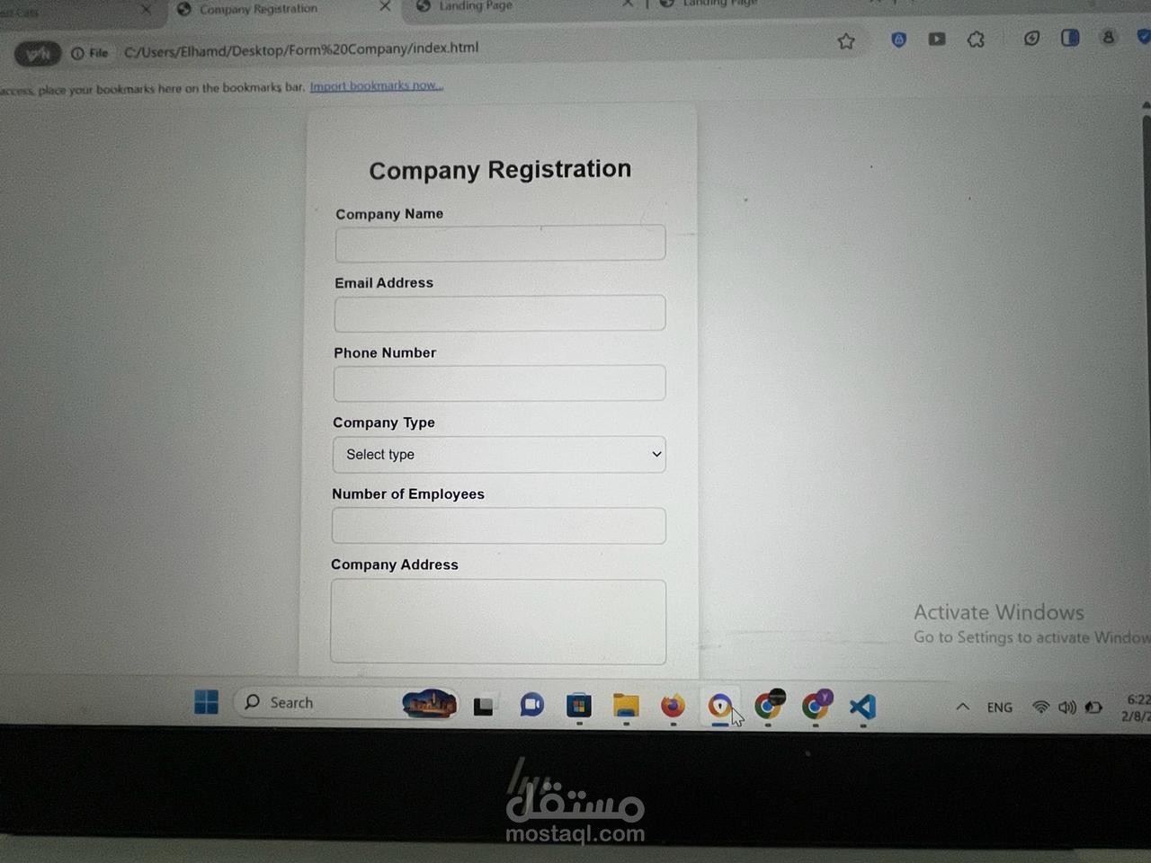 Company Form By HTML,CSS