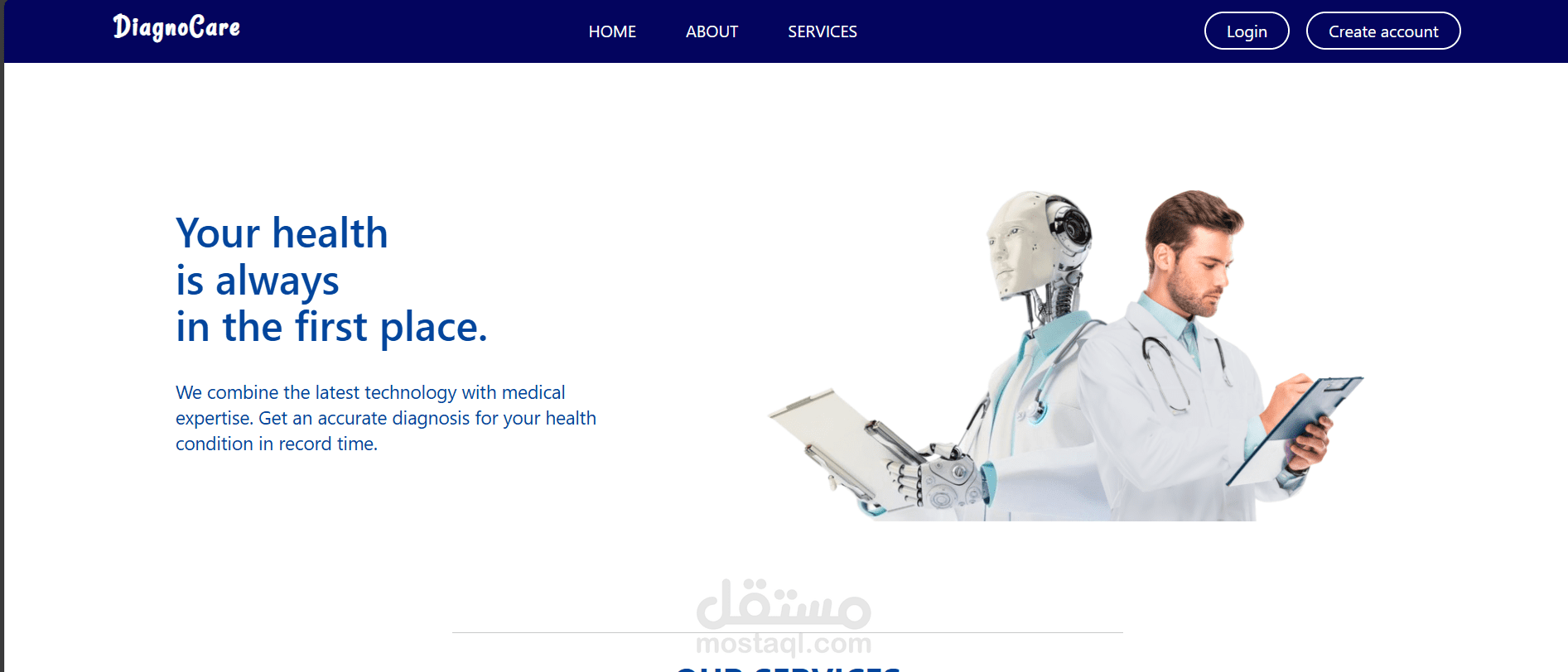 DiagnoCare – Smart Healthcare Website