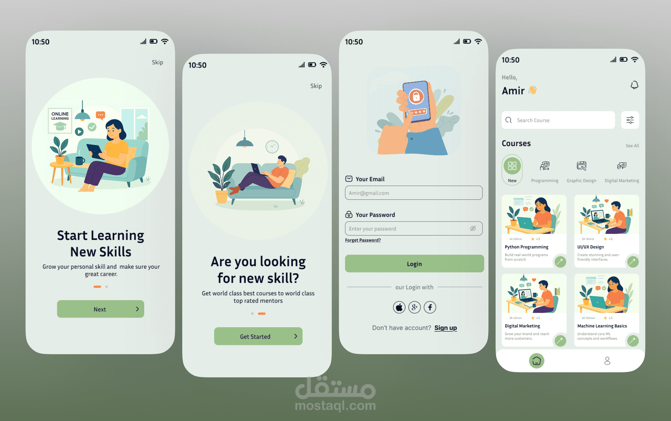 Learning Mobile App UI