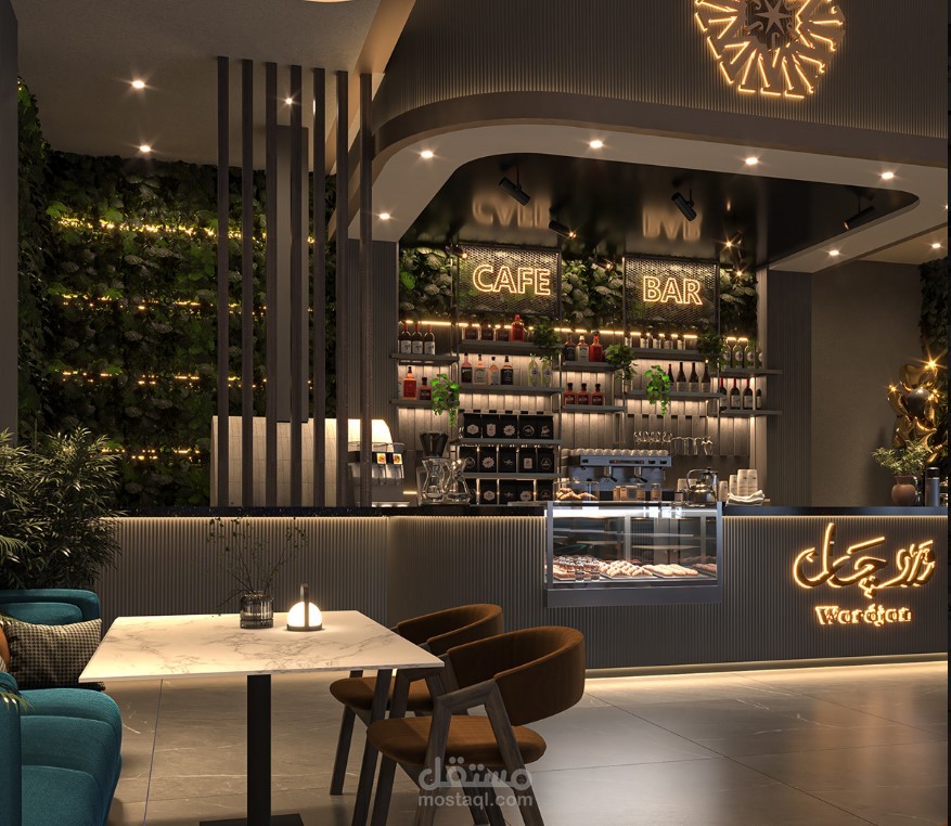 تصميم داخلي متكامل لمقهي-مطعم  بالرياض