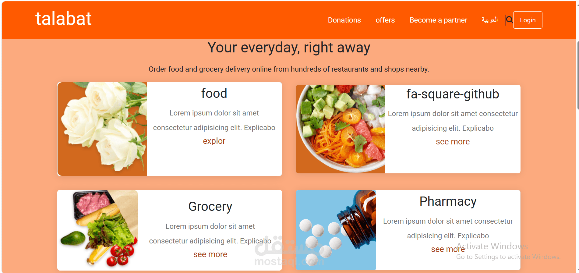 منصة توصيل طلبات (Food Delivery App – مثل طلبات)