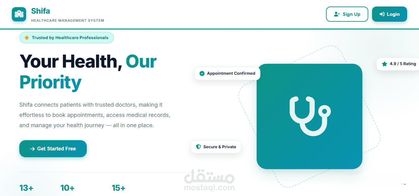 Shifa: نظام متكامل لإدارة الرعاية الصحية (Healthcare Management System)