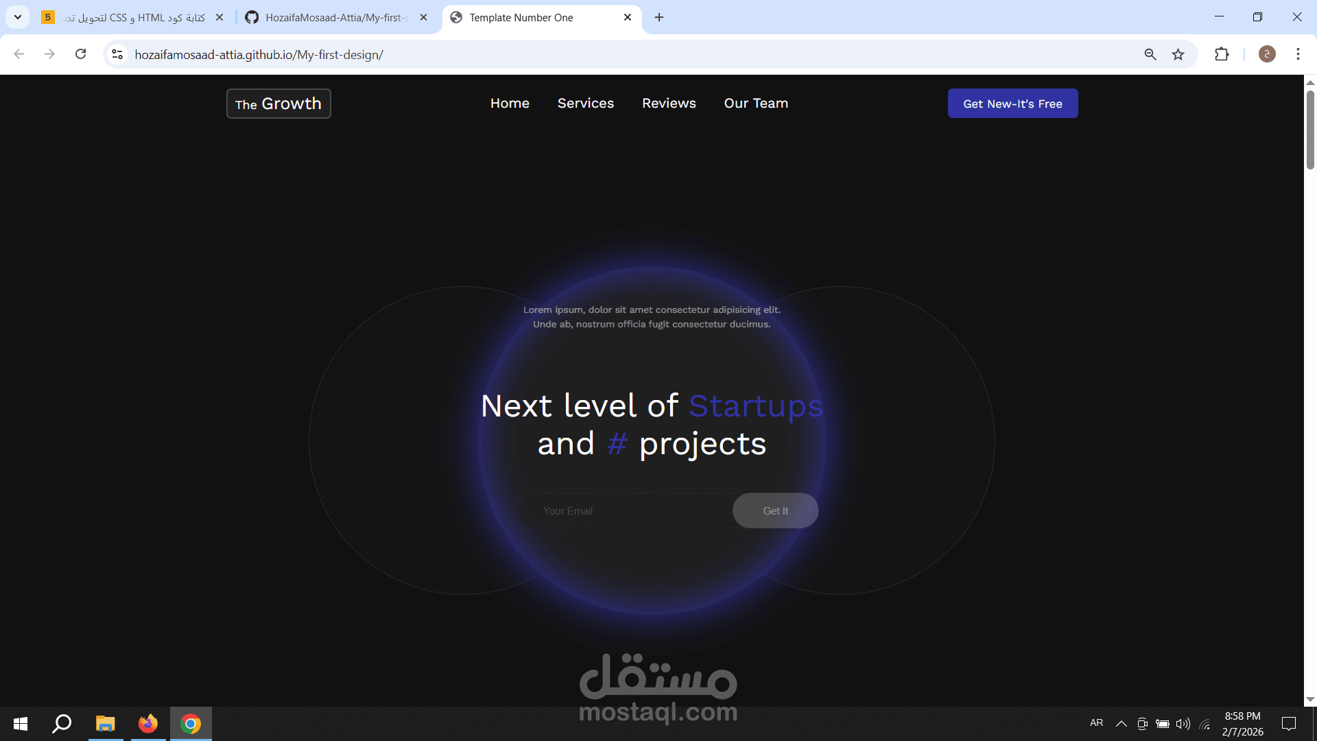 تحويل تصميم UI احترافي إلى واجهة ويب متكاملة (HTML/CSS/JS)